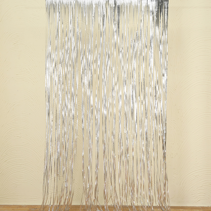 跨境高亮闪光1*2M雨丝帘创意儿童生日派对装饰道具墙面布置彩带详情17