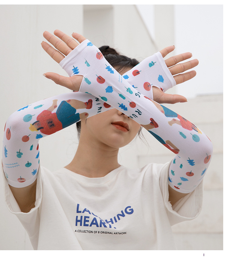 2021春夏季防晒袖套薄款冰丝手袖女骑车户外冰手臂套日系小清新袖详情8
