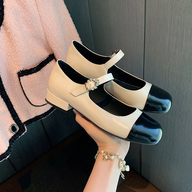 葡萄妈蝴蝶结玛丽珍鞋女法式高跟鞋真皮女鞋小香风粗跟制服皮鞋女详情6