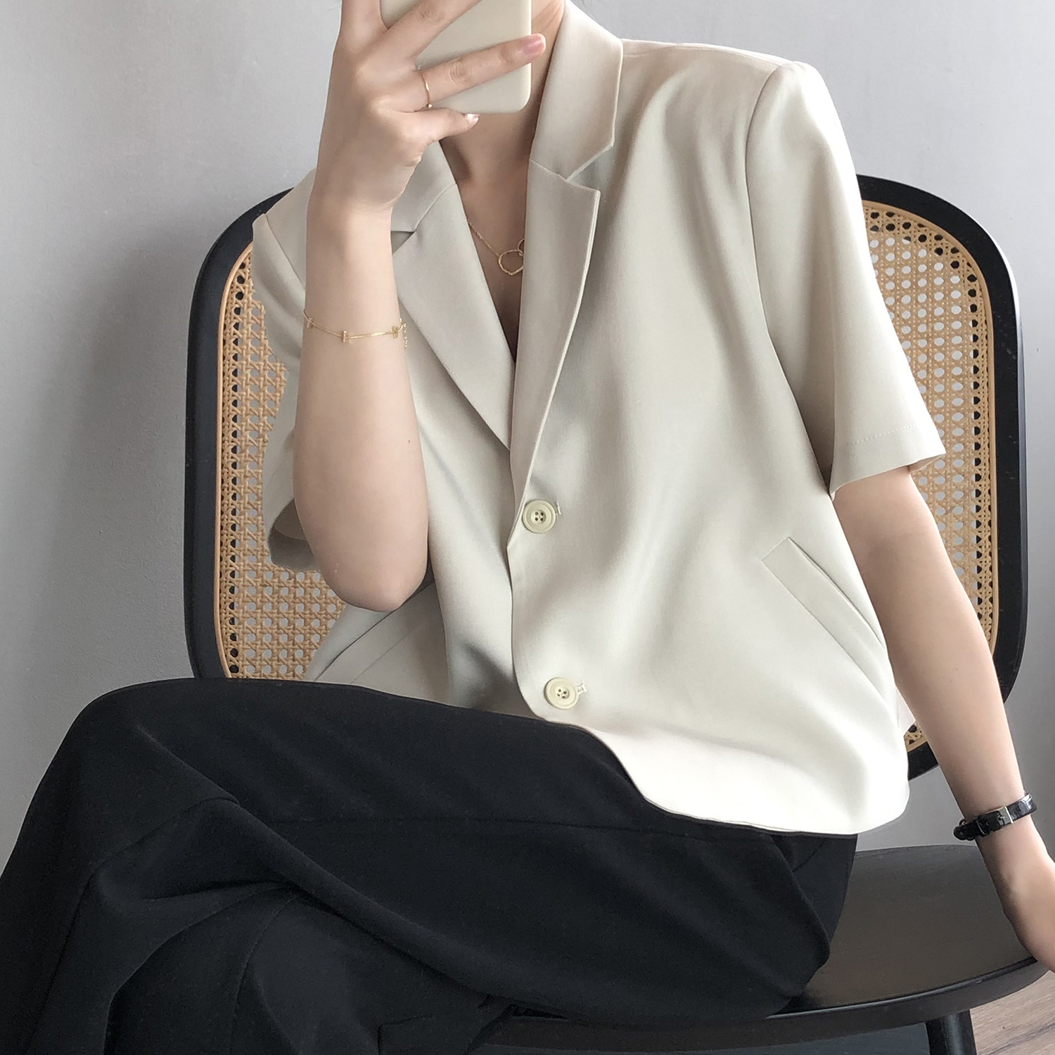 Yanshuang Solid Color short-sleeved blazer for women 2022 Summer New Korean Style loose and elegant short jacket 80158 pic 45