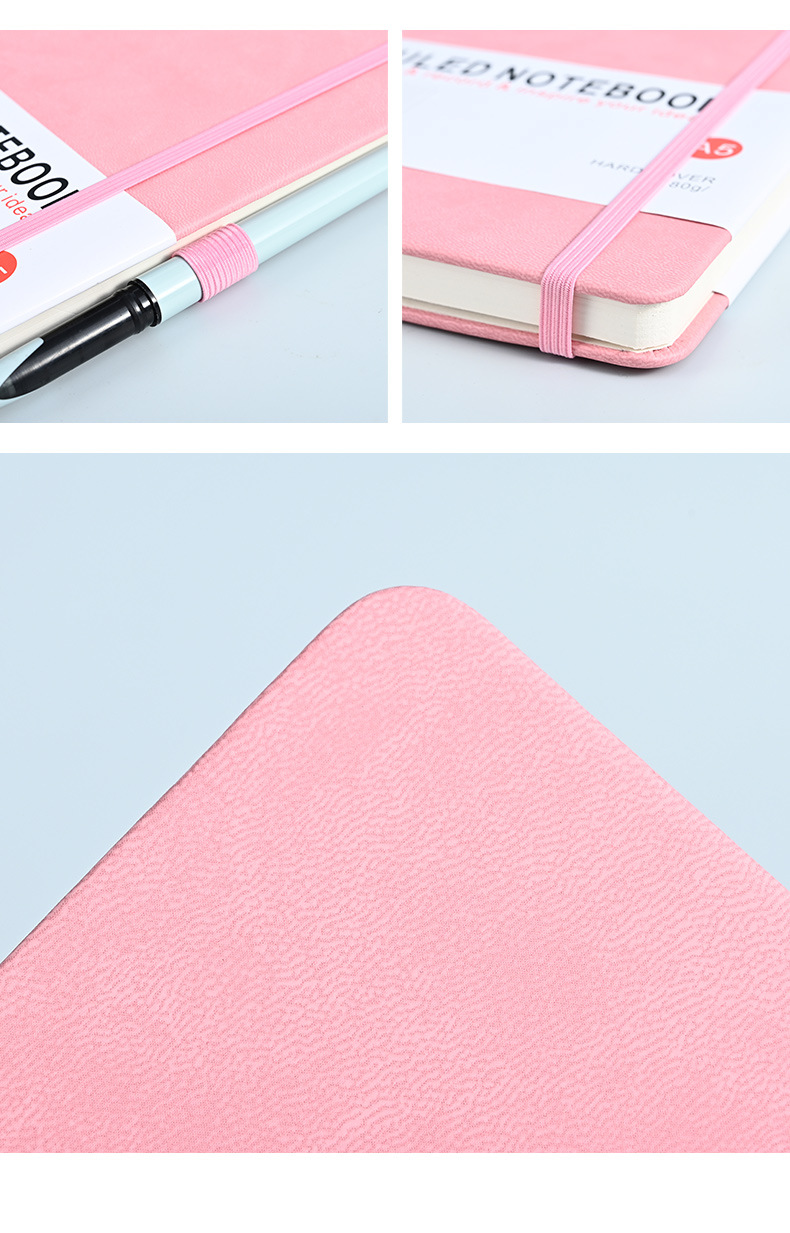 Simple A5 strap notebook with logo printing, high appearance level, business office thickened notebook customization factory batch pic 12