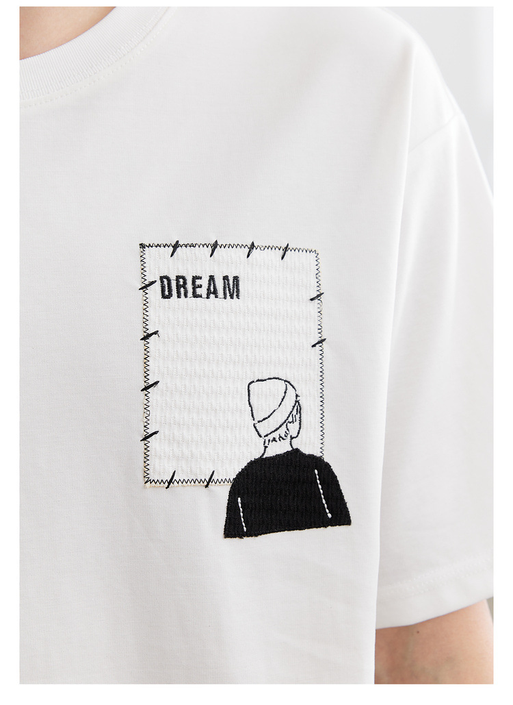 速干冰丝棉 圆领刺绣凉感短袖t恤男2024夏季新款微宽松半袖体恤衫详情23