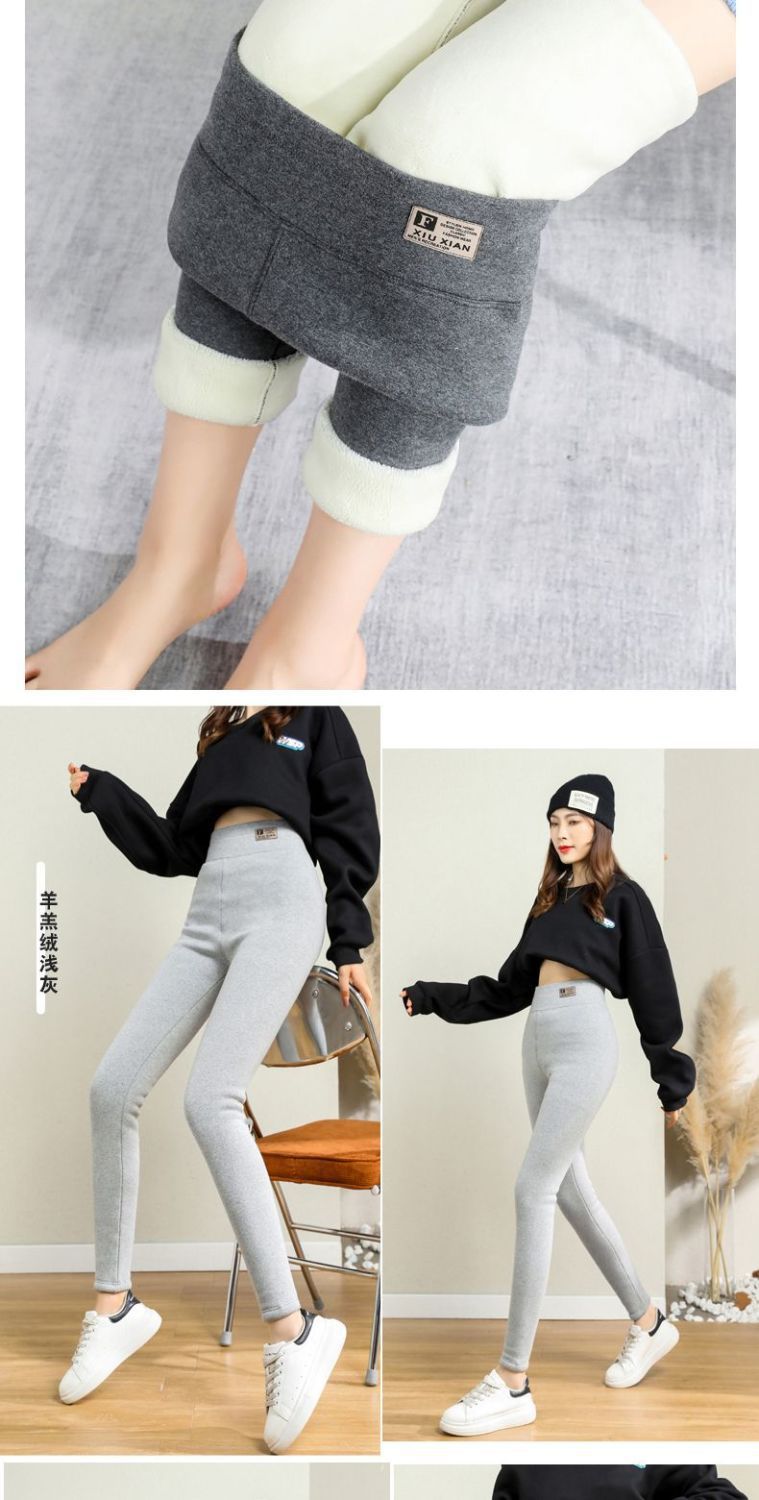 特厚800克羊羔绒打底裤女冬季加绒加厚外穿高腰一体大码保暖棉裤详情14