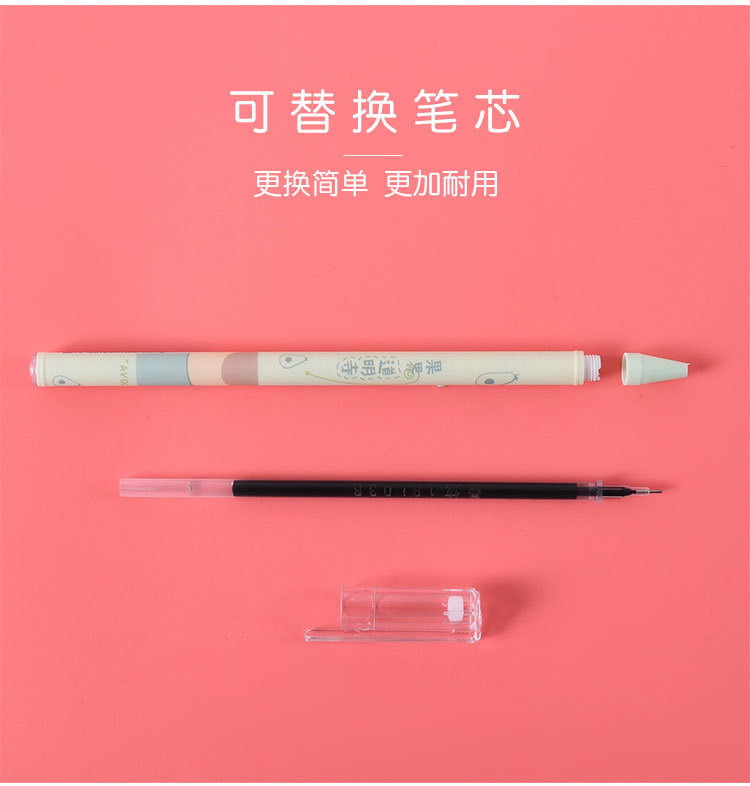 Wholesale of boxed cartoon gel pens, student writing and problem-solving ballpoint pens, 0.5mm black cap signature pens pic 18