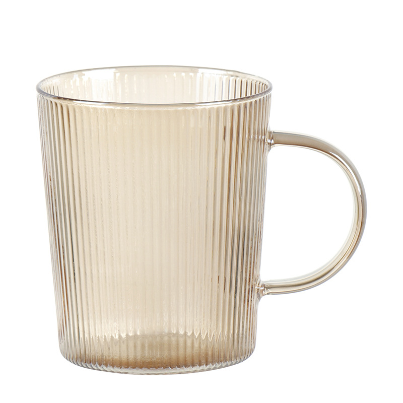 Creative summer high borosilicate glass cup, popular coffee cup, transparent vertical pattern afternoon tea cup set, tea brewing cup wholesale August ceramic pic 17