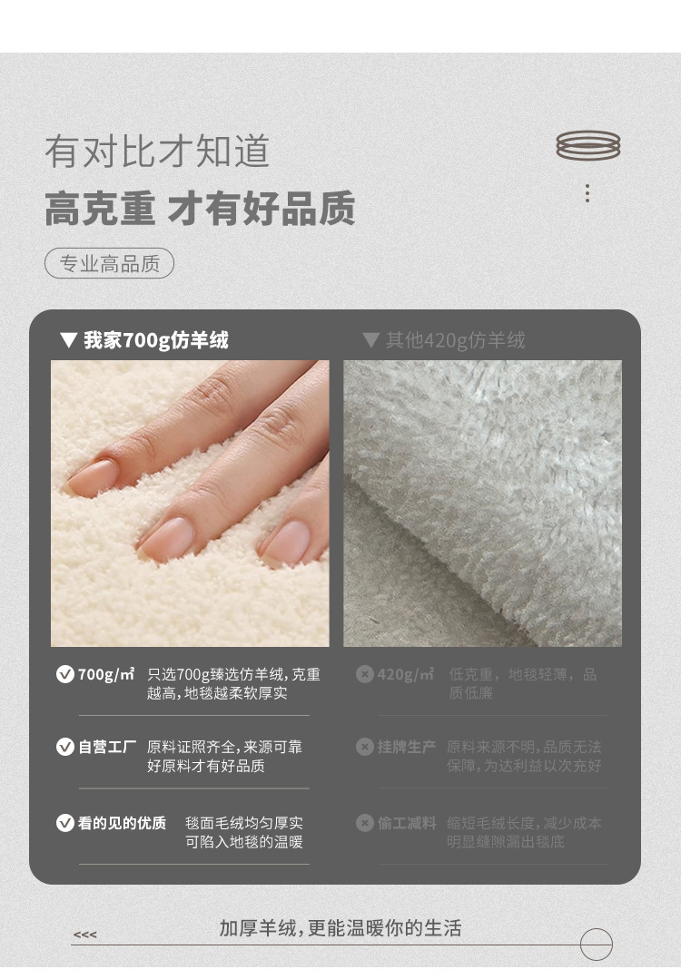 Modern and simple carpet, cream-style long-haired home bedside blanket, 2024 new style floor mat wholesale, bedroom carpet pic 3