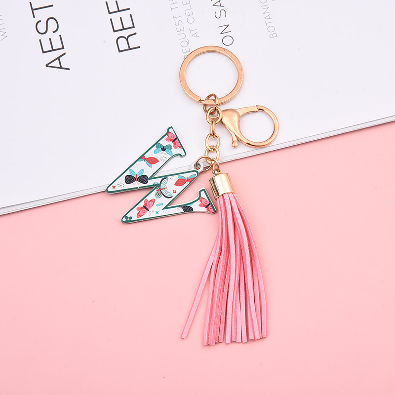 原创新款字母彩色流苏钥匙扣跨境专供配饰挂件流行包包挂件批发详情16