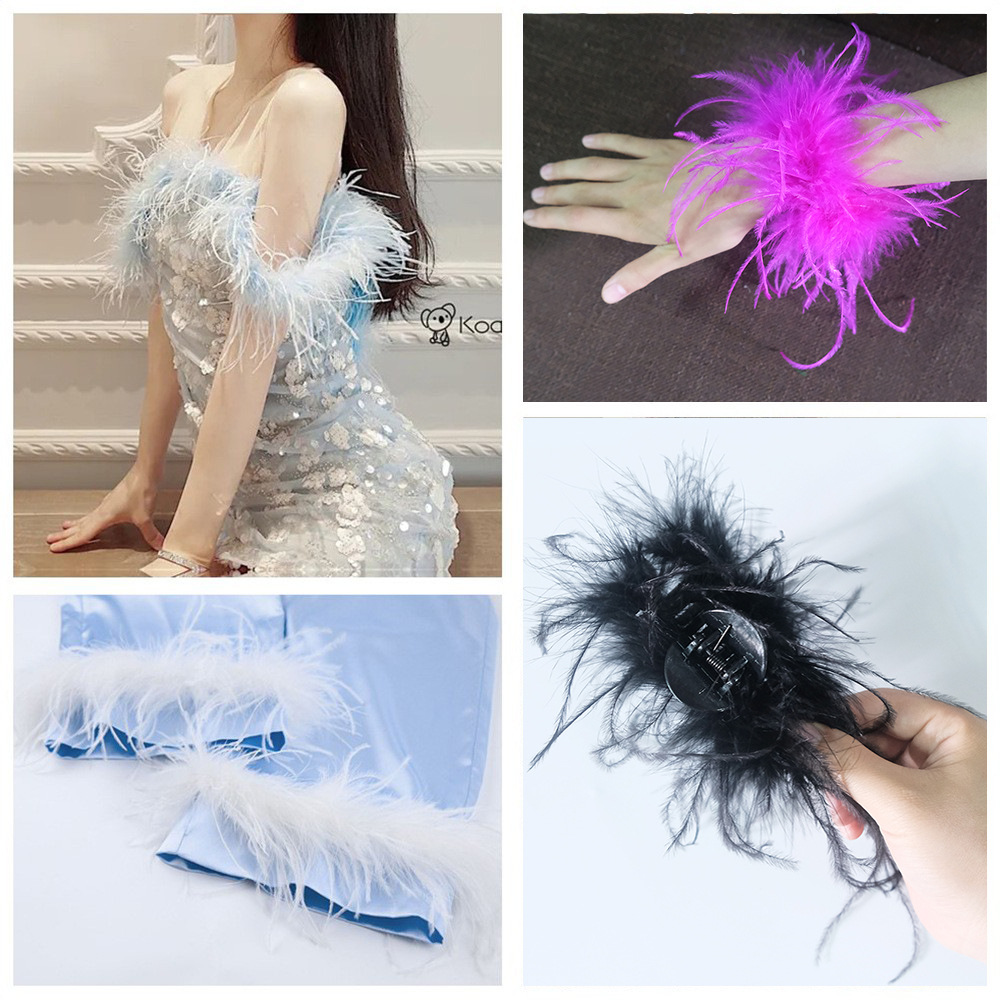 厂家现货鸵鸟毛条服装装饰饰品材料婚庆拉丁舞礼服抓夹羽毛条详情12
