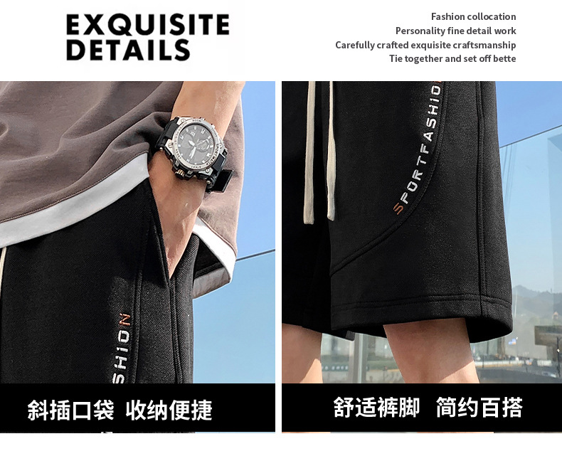 男士大码薄款冰丝短裤男加肥加大卫裤男外穿运动休闲沙滩裤子代发详情24