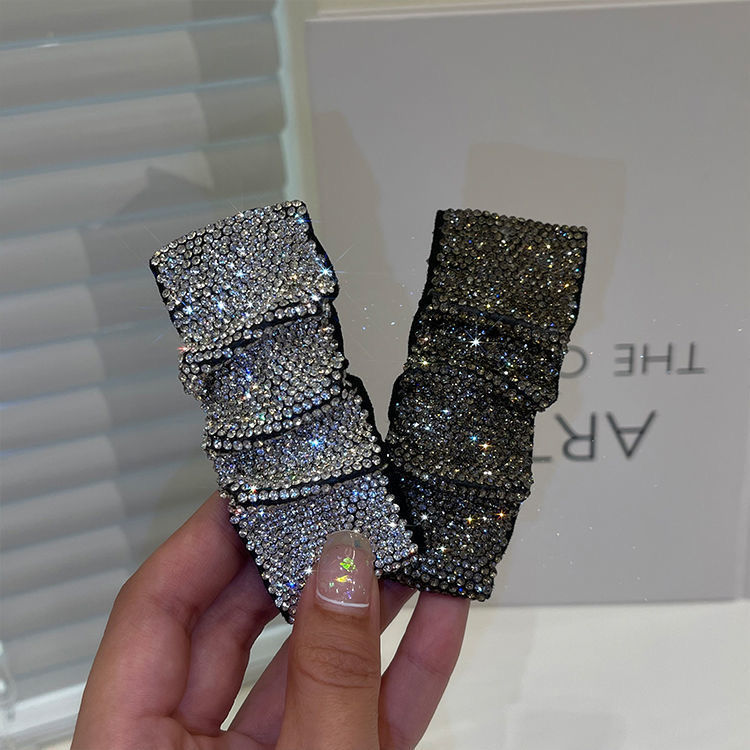 带钻发箍夏季感满钻发卡发箍大长发圈褶皱发夹发饰女边夹压发详情1