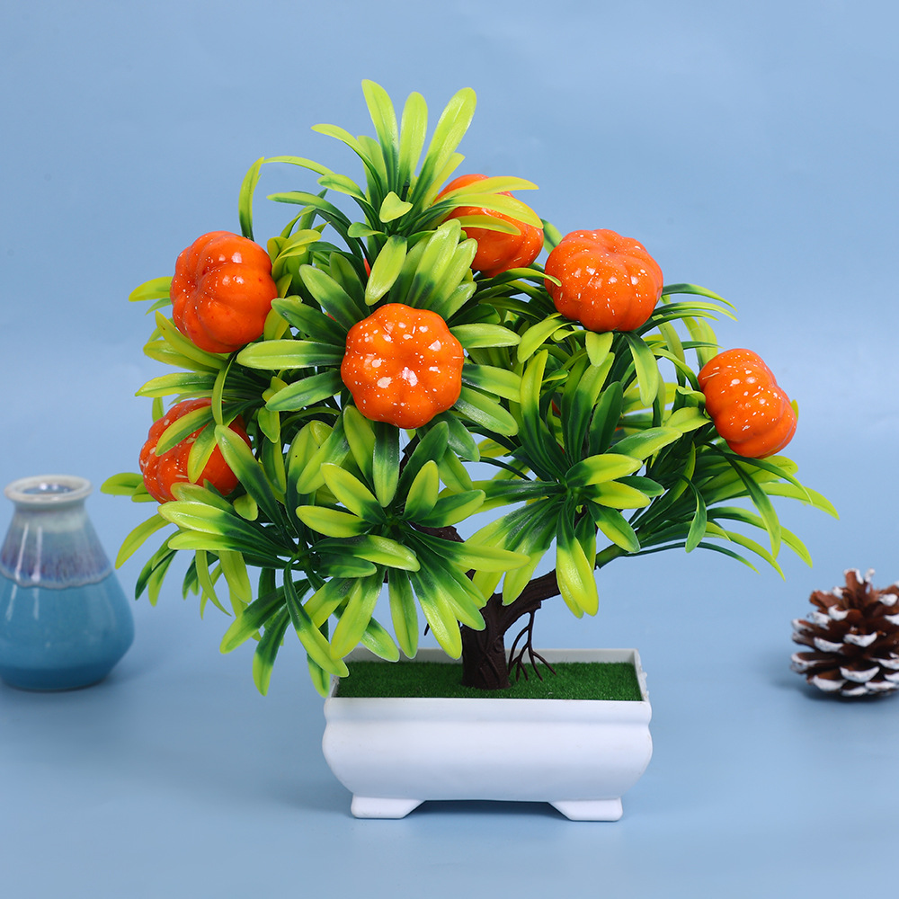 A comprehensive collection of simulated fruit potted plants and bonsai, including red apples, pomegranates, strawberries, oranges, peaches, mangoes, bananas, and red peppers for decoration pic 5