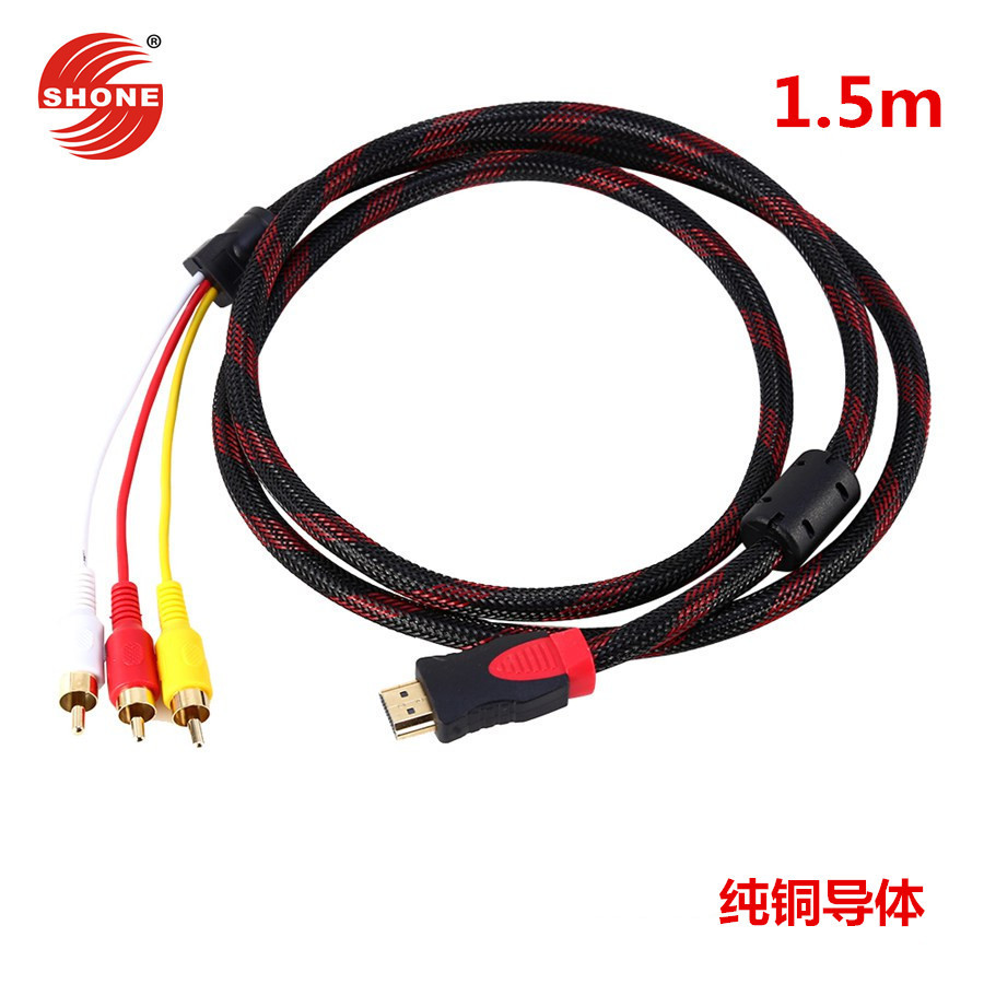 厂家批发 HDMI转3rca高清线 HMDI转色差线 网络机顶盒AV线1.5m铜详情3
