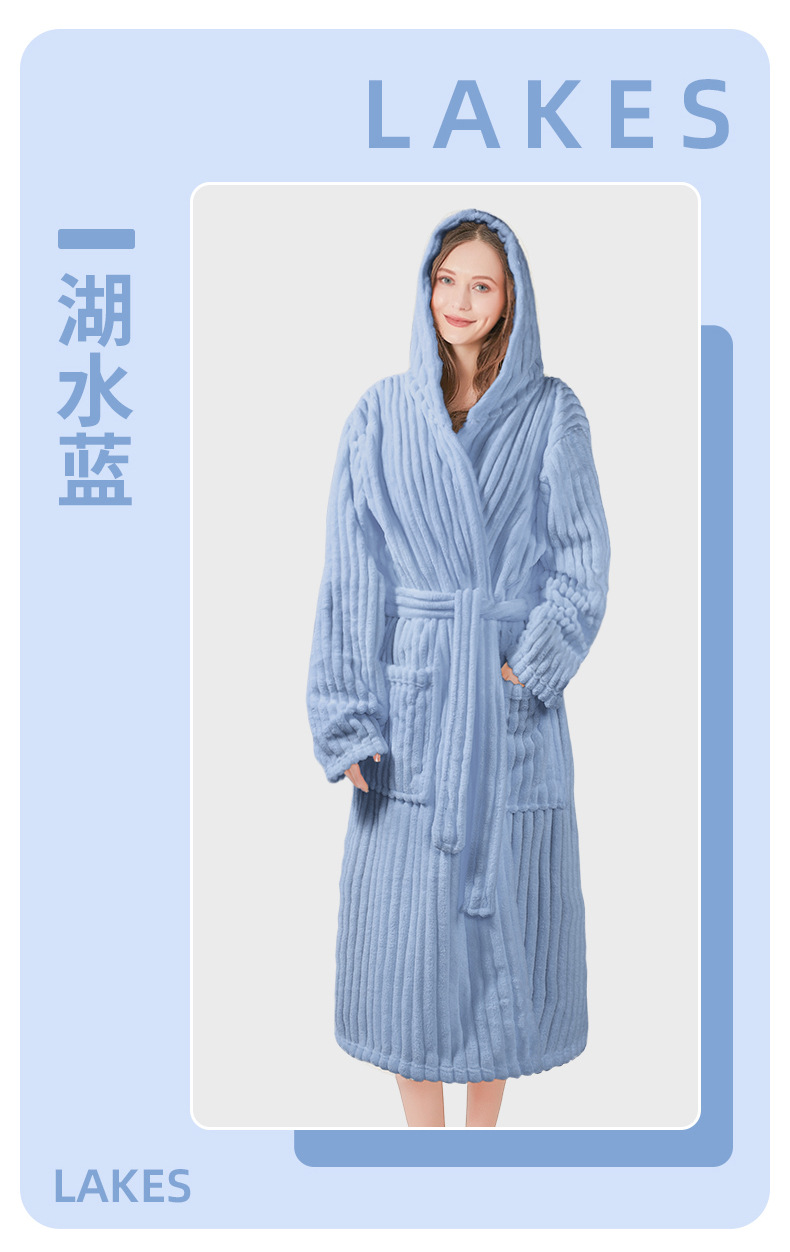 严选加厚珊瑚绒成人睡衣秋冬浴袍男女加长款晨袍柔软吸水情侣睡袍详情16