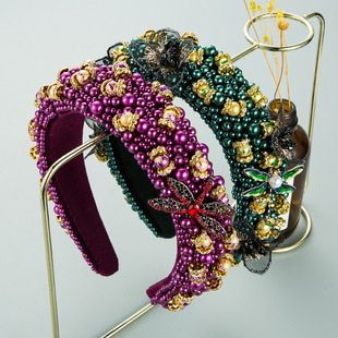French retro, light luxury, heavy craftsmanship hair bands, high-end feel, rhinestone wide headbands, elegant hair accessories for balls, wholesale and export pic 13