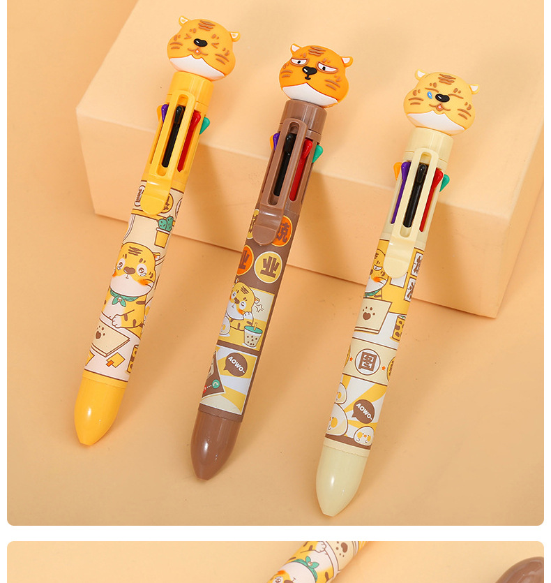 【 Zhongfan Stationery SOFUN】 Co-branded AOWO Tiger Low Center of Gravity st Head Eight-color Press Ballpoint Pen Planner pic 14