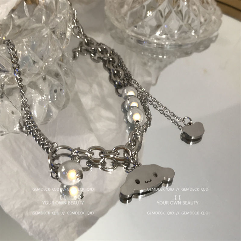 合金玉桂狗项链女ins极简嘻哈冷淡风反光珍珠锁骨链配饰品详情7