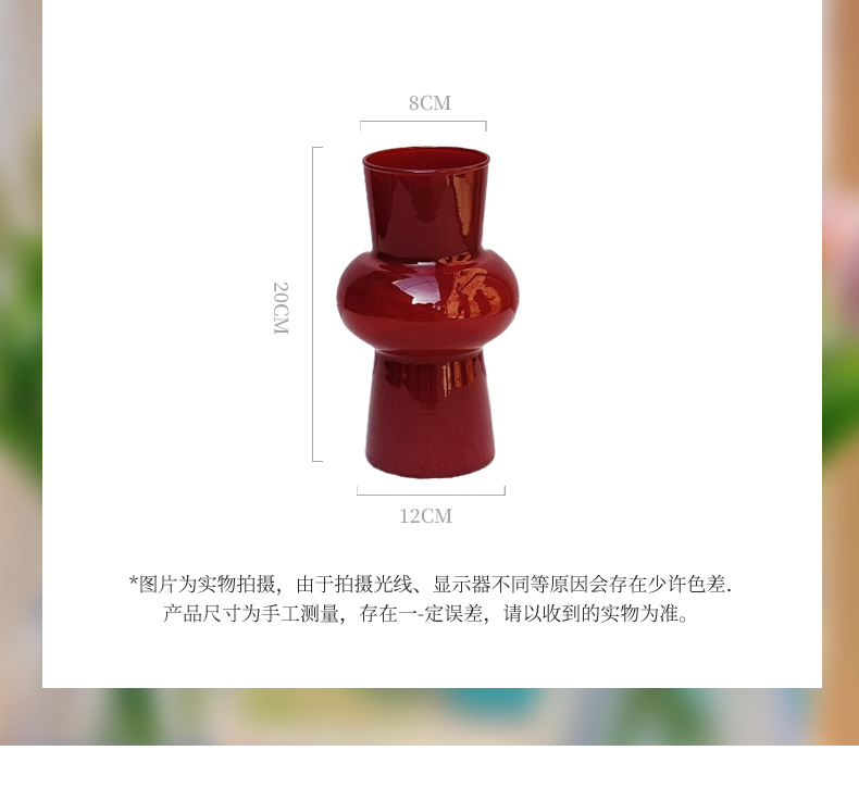 新款简约玻璃花瓶复古家具摆件水培鲜花插花器彩色灯笼花瓶详情6