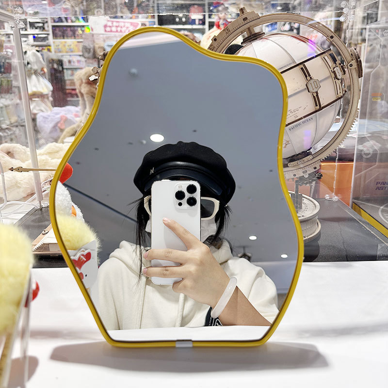 粉色女孩桌面化妆镜不规则云朵梳妆镜公司礼品广告赠品外贸镜子详情11