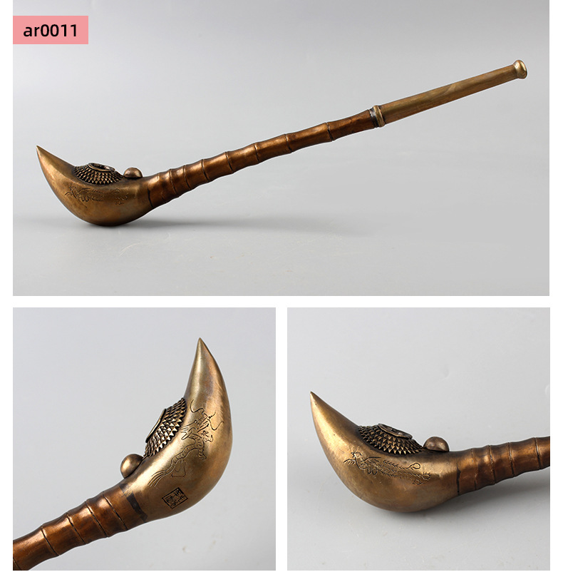 木香黄铜复古长烟杆短款老式铜锅烟袋铜制旱烟斗旱烟杆长烟枪批发详情21