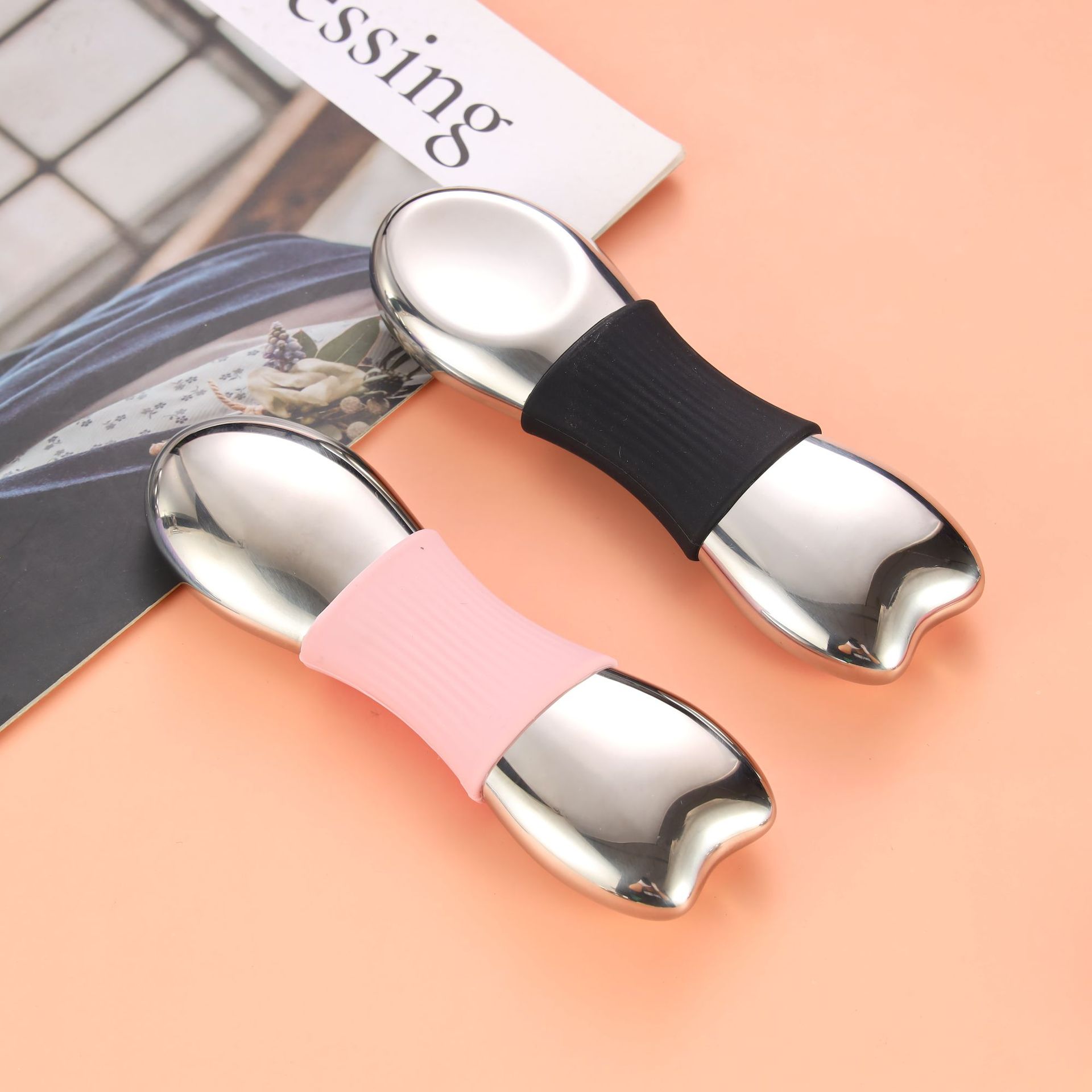 Customized new stainless steel ice massage device, facial beauty ice hammer, cold and hot facial skin care massage ice wave ball pic 7