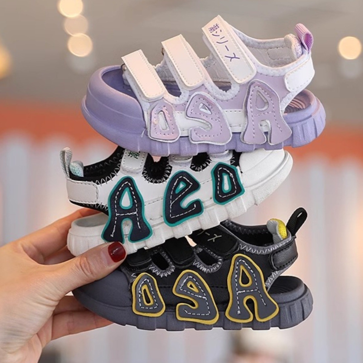 儿童运动凉鞋2024夏季新款男童防滑包头沙滩鞋迷彩软底女童休闲鞋详情7