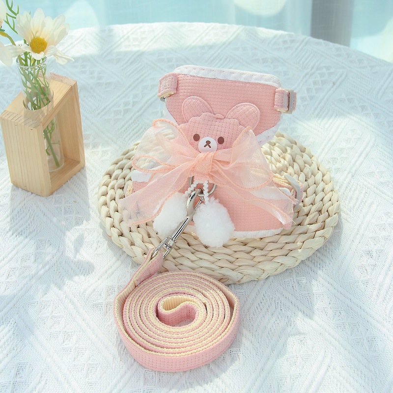 新款猫咪牵引绳防挣脱专用溜猫绳遛猫绳背心式背带栓小猫绳子猫链详情5