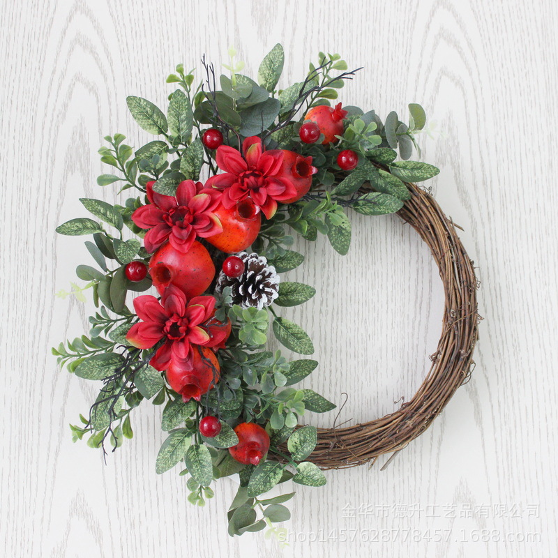 In 2022, the cross-border e-commerce business moved into a new home. The living room decoration includes a household door hanging with a simulated everlasting flower pomegranate wreath pic 8
