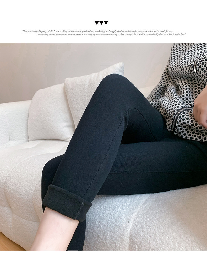 小个子外穿加绒打底裤女2023春秋新款小黑裤弹力显瘦小脚魔术裤子详情42