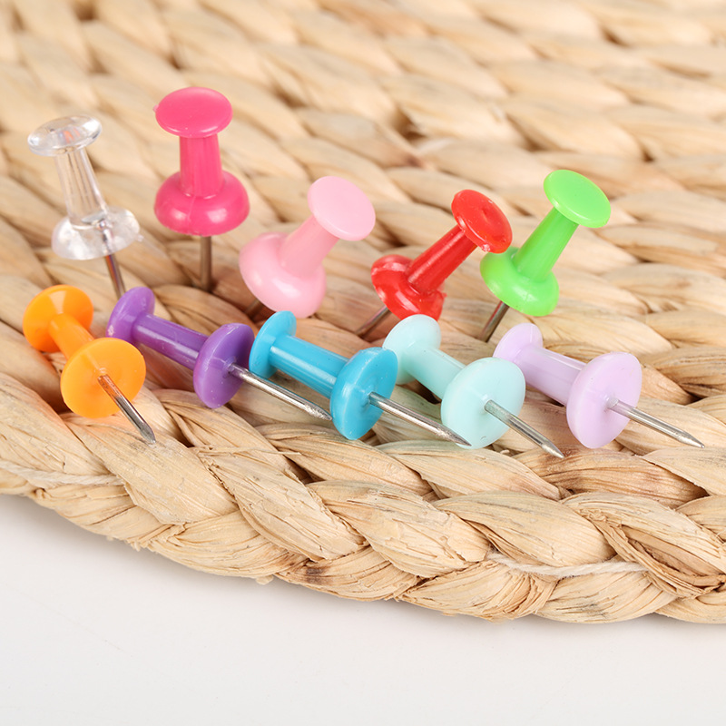 Factory wholesale of color-sized thumbtacks, photo wall hand-pressed large head nails, decorative cork board I-shaped nails pic 12