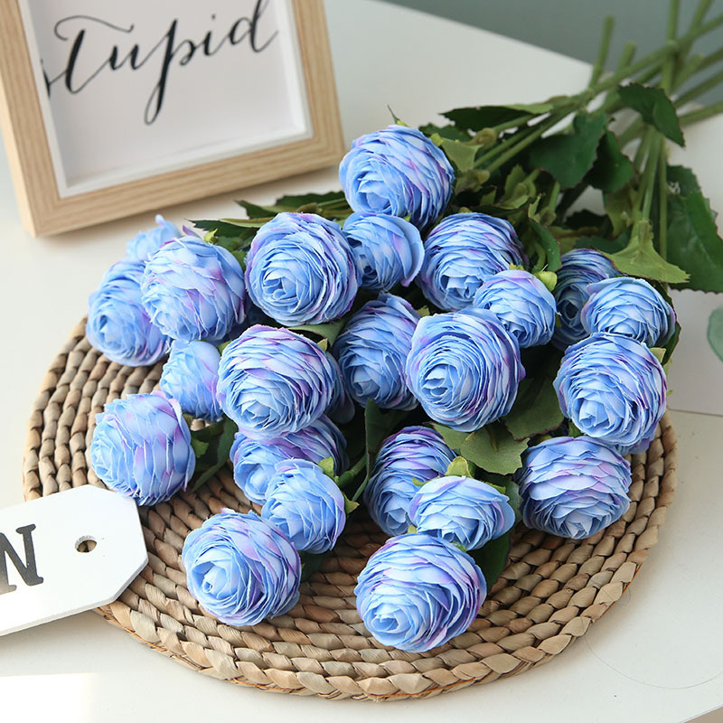 Simulated 3-head small lotus flowers for living room and bedroom decoration, artificial flowers, home decoration ornaments, simulated flower bouquets pic 25