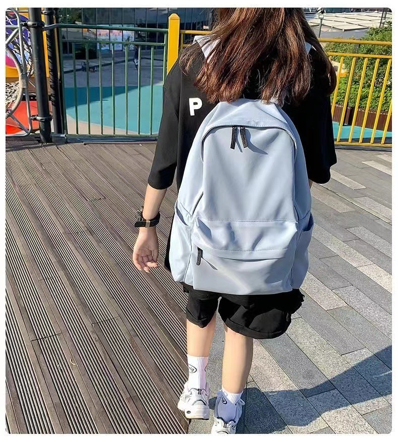 背包女学生百搭ins纯色书包大容量双肩包小学初中高中生大学韩版详情1