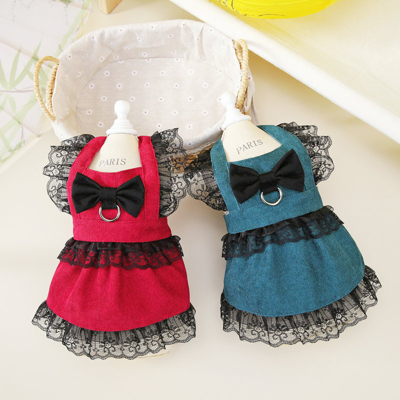 Spring and Summer new dog and cat pet supplies and clothing, halter mesh chiffon dress, dress 24 lustrous traction chiffon dress pic 10