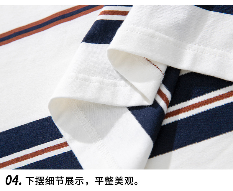韩路男装 复古短袖T恤男夏季新款日系情侣字母刺绣撞色条纹体恤衫详情32