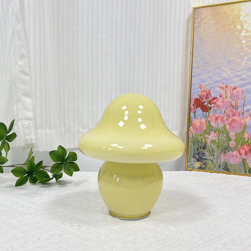 美式蘑菇装饰台灯中古Vintage北欧现代简约床头创意条纹玻璃台灯详情11
