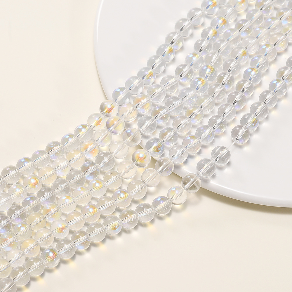 White frosted crystal moonstone, round beads, transparent glass, gradient and dazzling scattered beads, diy bracelet material pic 18