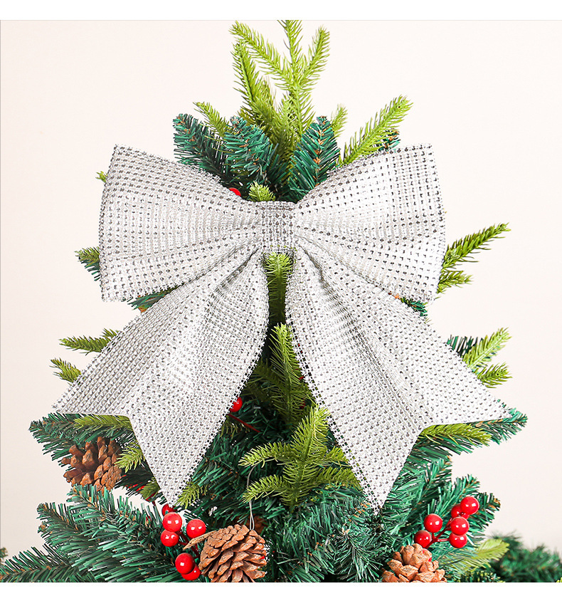 跨境圣诞闪钻蝴蝶结挂件节日橱窗圣诞树装饰大蝴蝶结布置配件批发详情8