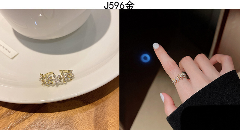 Korean high-end zircon pearl rings for women, retro, niche and light luxury open-top rings, ins style jewelry wholesale pic 26