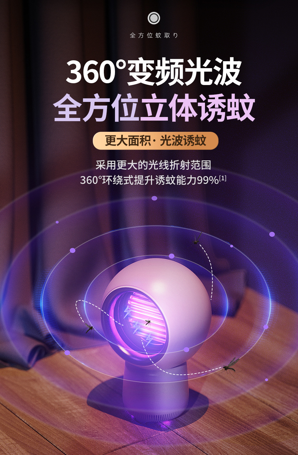 The new Xingren Electric shock mosquito Killer is a household silent light wave usb rechargeable LED night light with strong suction pic 3