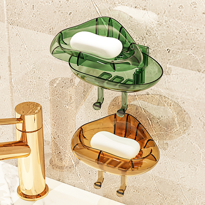 Cloud-mounted wall-mounted transparent water-draining soap box without punching holes pic 2