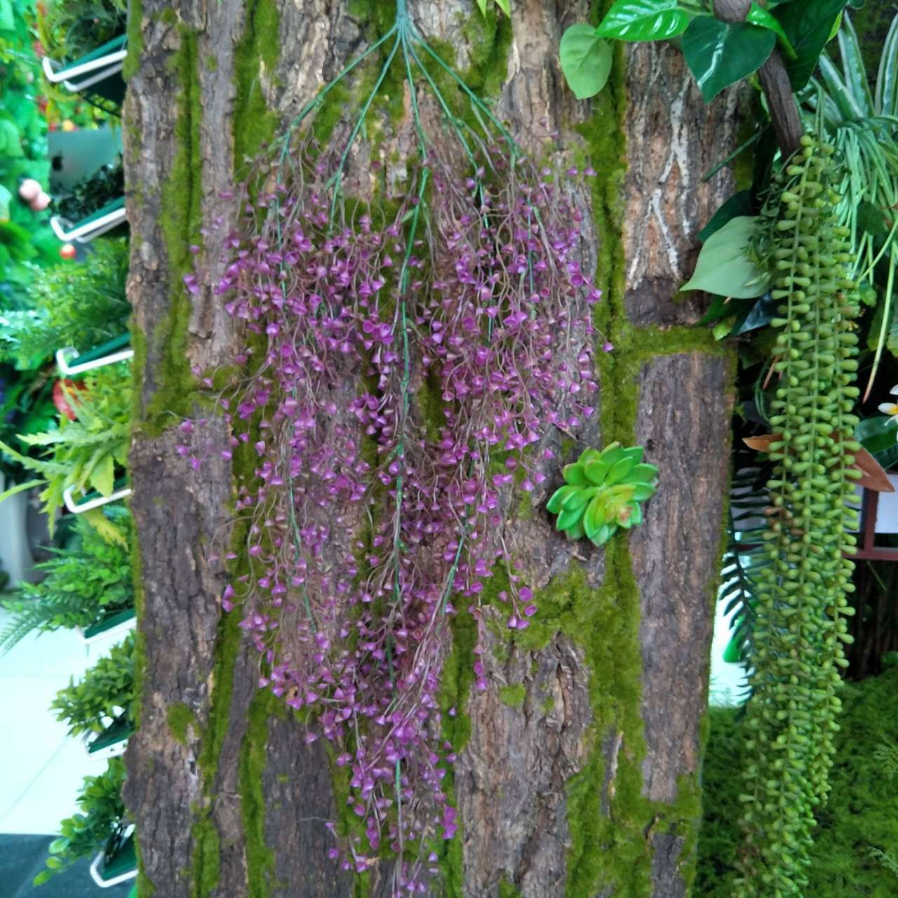 Gao Da simulation flower art, rattan flower, artificial flower, silk flower, golden bell willow, wall-mounted living room, air conditioning pipe decoration, green leaf plant pic 7