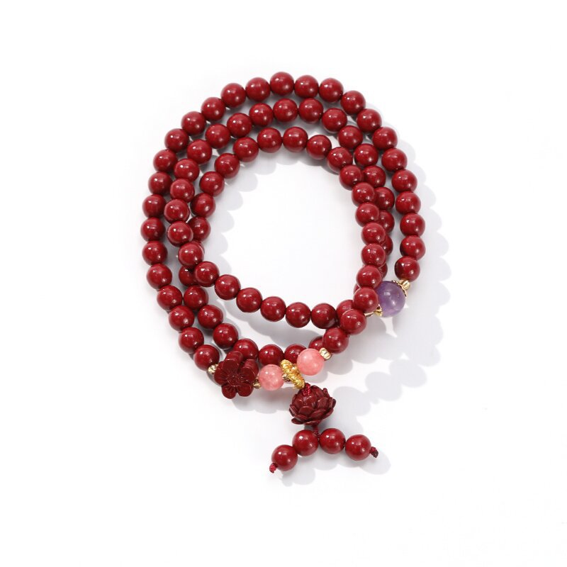 批发紫砂手链好运莲花多圈幸运五叶草手串项链国潮两用设计感手饰详情5