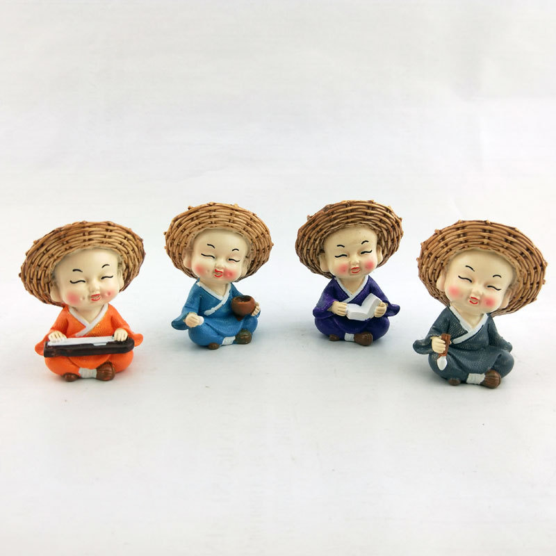 草帽和尚汽车小摆件  家居树脂工艺品装饰摆件 新款创意草帽和尚详情7