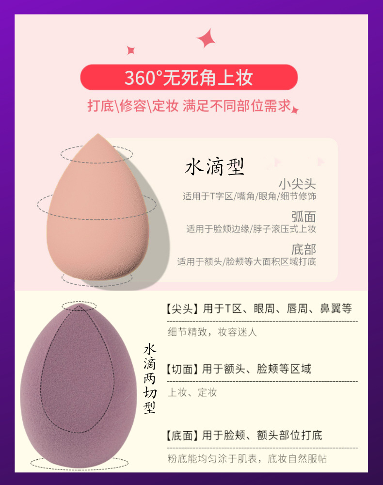 1 direct sales black plastic box for beauty products, egg powder, egg puff, gourd, oblique cut water drop, foundation, BB cream, special tools, sponge pic 37