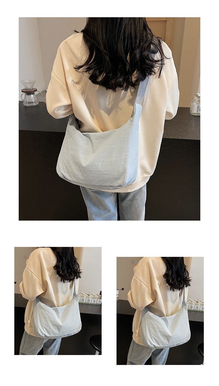 防水尼龙布袋斜挎包2024新款百搭饺子包简约百搭大容量上课单肩包详情10