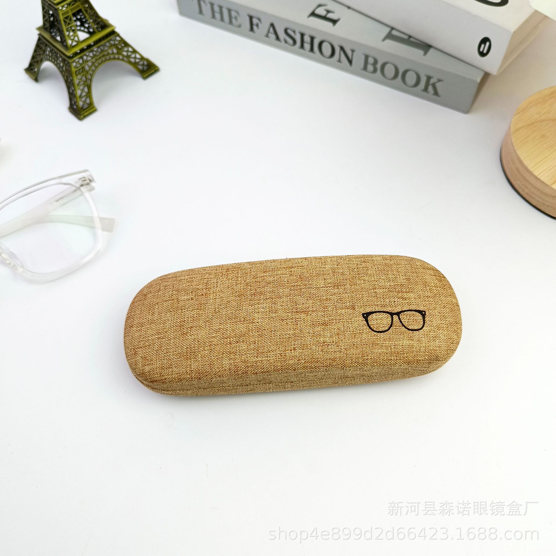 厂家供应时尚简约麻布眼镜盒子男女近视眼镜盒铁质太阳镜盒墨镜盒详情4