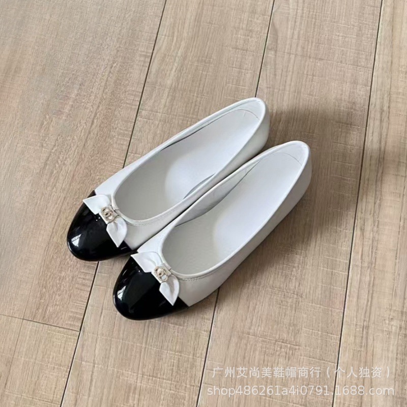 小香风蝴蝶结芭蕾舞鞋2024年新款低跟真皮拼色浅口圆头气质单鞋女详情23