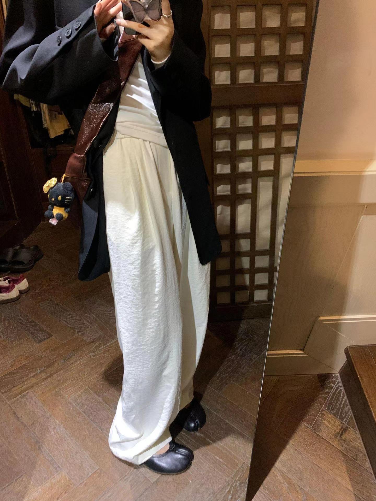 慵懒风肌理感阔腿裤2024春夏韩版高腰显瘦宽松休闲裤直筒拖地裤女详情1