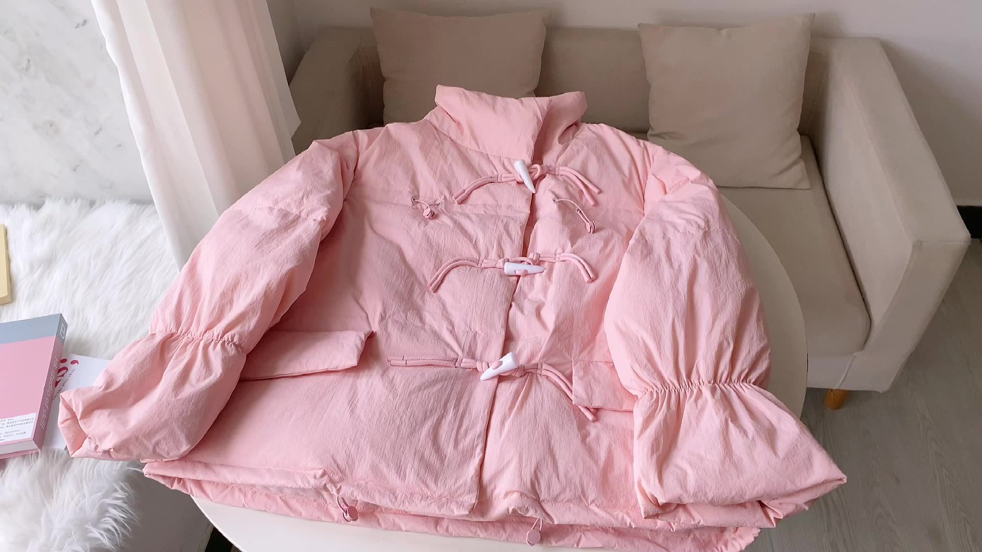 韩系仙女牛角扣羽绒服女洋气短款新款韩版宽松白鸭绒面包服外套潮详情3