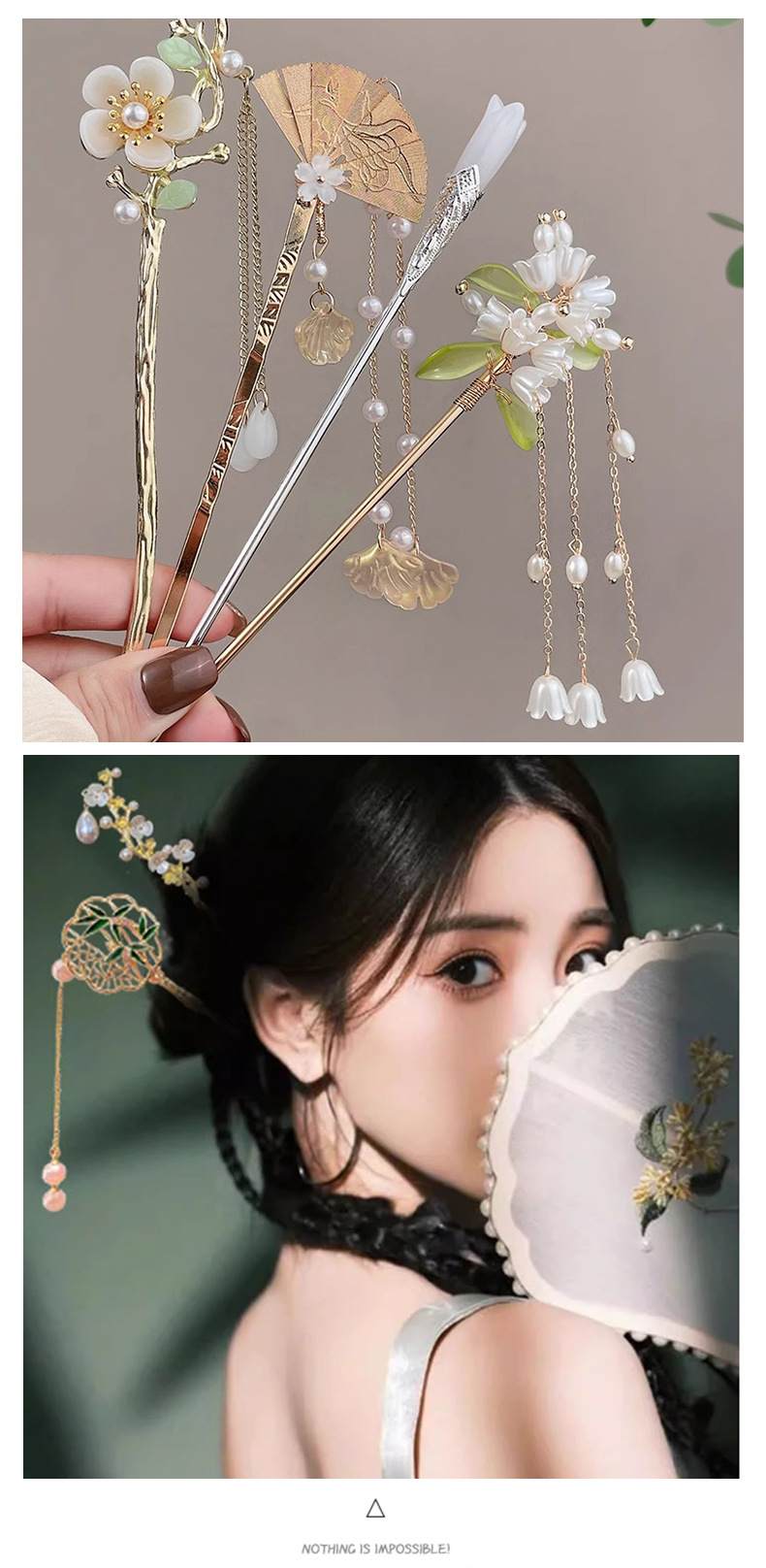 Alloy hairpin, ancient-style female high-end feel, new Chinese-style hairpin, versatile tassel hairpin, retro back head updo headwear pic 17