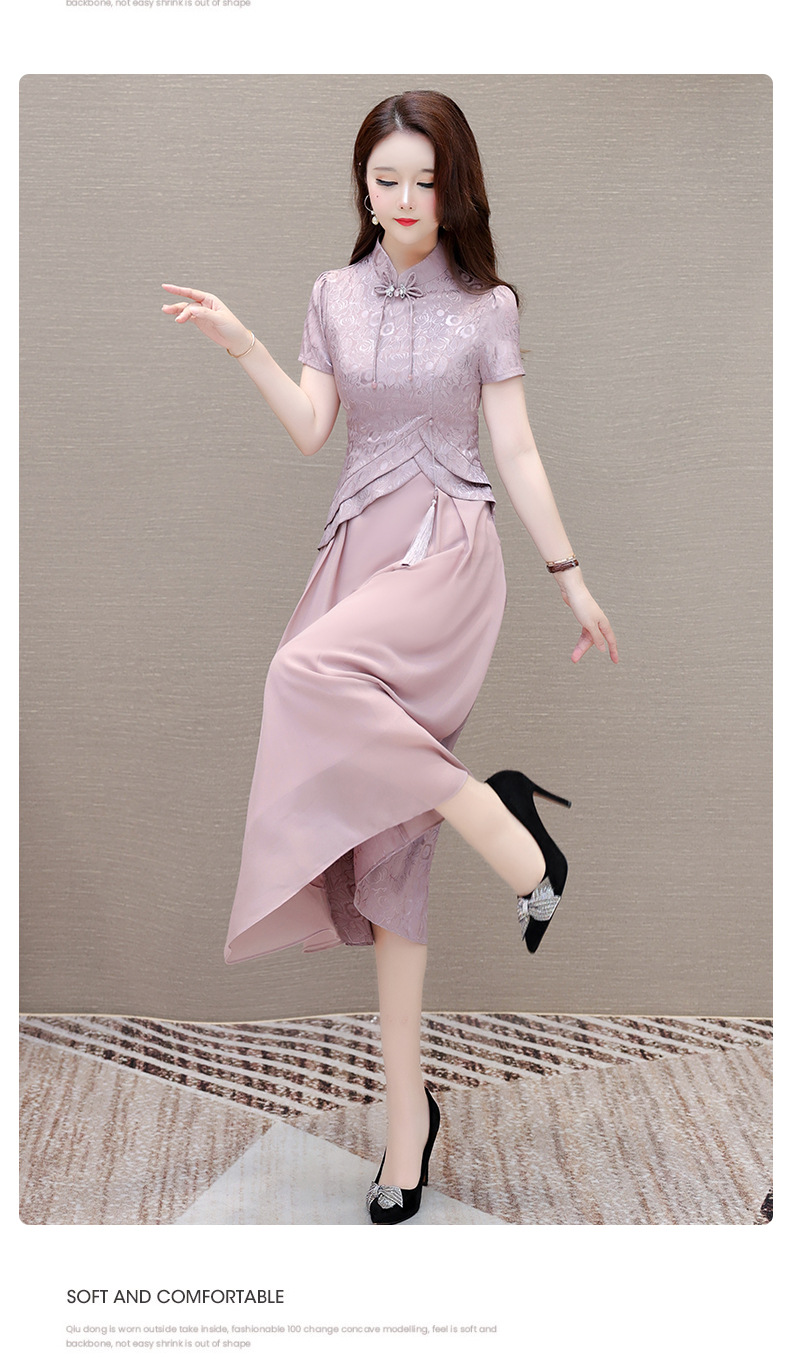 气质时尚印花连衣裙女夏季2024年新款修身洋气女装改良旗袍裙子潮详情19